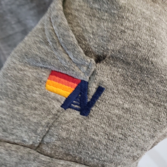 Aviator Nation Women's Size M Peachy Stripes Grey Full Zip Hoodie Sweatshirt - Picture 5 of 5